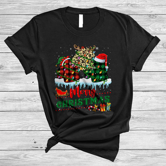 MacnyStore - Merry Christmas, Joyful Leopard Plaid Three Chef Tools, Matching Chef X-mas Squad T-Shirt