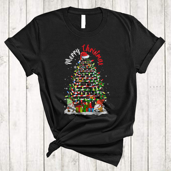 MacnyStore - Merry Christmas, Lovely Christmas Lights Tree Candy Canes, X-mas Gnomes Family Group T-Shirt