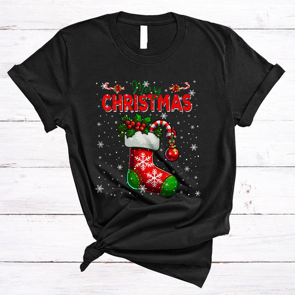 MacnyStore - Merry Christmas, Lovely X-mas Christmas Sock Lover, Matching Pajamas Family Group T-Shirt
