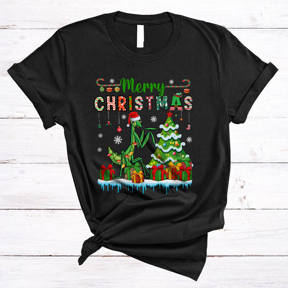 MacnyStore - Merry Christmas, Lovely X-mas Tree Santa Mantis Lover, Matching Family Pajama Animal Lover T-Shirt