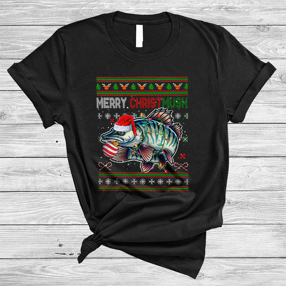 MacnyStore - Merry Christmusk, Lovely Christmas Sweater Santa Muskellunge Fishing, Musky Muskie Lover T-Shirt