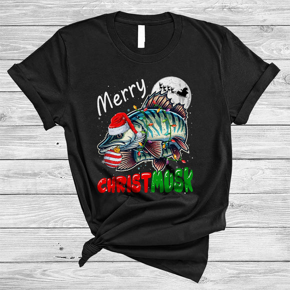 MacnyStore - Merry Christmusk, Lovely Cute Christmas Santa Muskellunge Fishing, Musky Muskie Lover T-Shirt