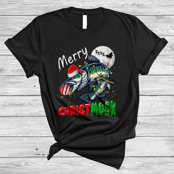 MacnyStore - Merry Christmusk, Lovely Cute Christmas Santa Musky Muskie, Muskellunge Fishing Lover T-Shirt