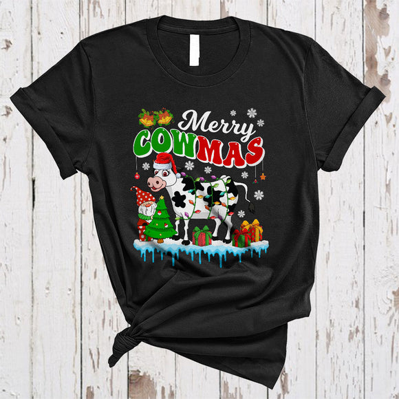 MacnyStore - Merry Cowmas, Cute Adorable Christmas Santa Cow, Snow Farm Animal Farmer Lover T-Shirt