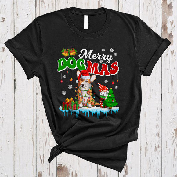 MacnyStore - Merry Dogmas, Cute Adorable Christmas Santa Corgi, Snow Animal Puppy Lover T-Shirt