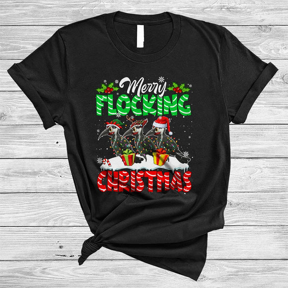 MacnyStore - Merry Flocking Christmas, Cute Three X-mas Woodpecker Birds, Snow Matching Bird Animal Lover T-Shirt