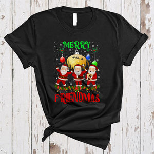 MacnyStore - Merry Friendmas, Joyful Christmas Three Santa Lover, Snow Around X-mas Friend Group T-Shirt