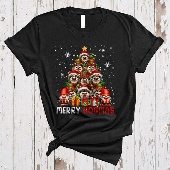 MacnyStore - Merry Hogmas, Lovely Wonderful Santa Elf Hedgehog Christmas Tree,  Gnome X-mas Group T-Shirt
