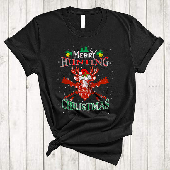MacnyStore - Merry Hunting Christmas, Cool Happy X-mas Santa Hunting Lover, Matching X-mas Group T-Shirt