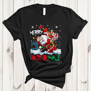 MacnyStore - Merry Rockmas, Joyful Cool Christmas Santa Playing Guitar, Matching X-mas Rock Music Lover T-Shirt