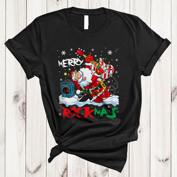 MacnyStore - Merry Rockmas, Joyful Cool Christmas Santa Playing Guitar, Matching X-mas Rock Music Lover T-Shirt