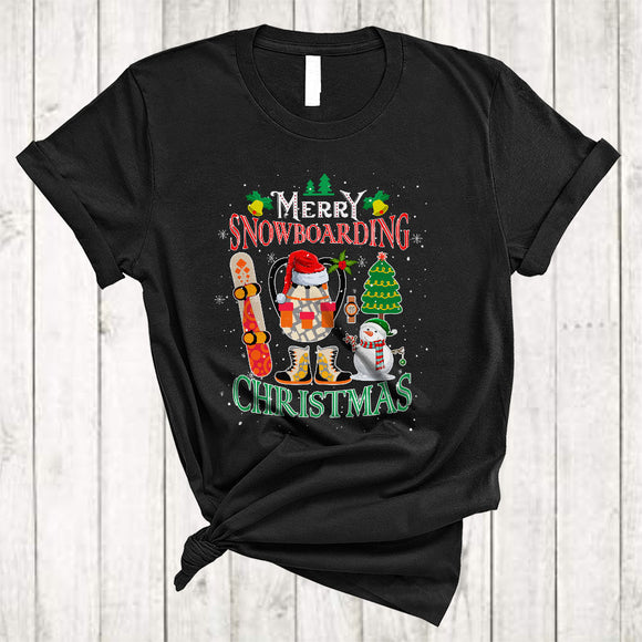 MacnyStore - Merry Snowboarding Christmas, Cool Happy X-mas Santa Snowboarding Lover, Matching X-mas Group T-Shirt