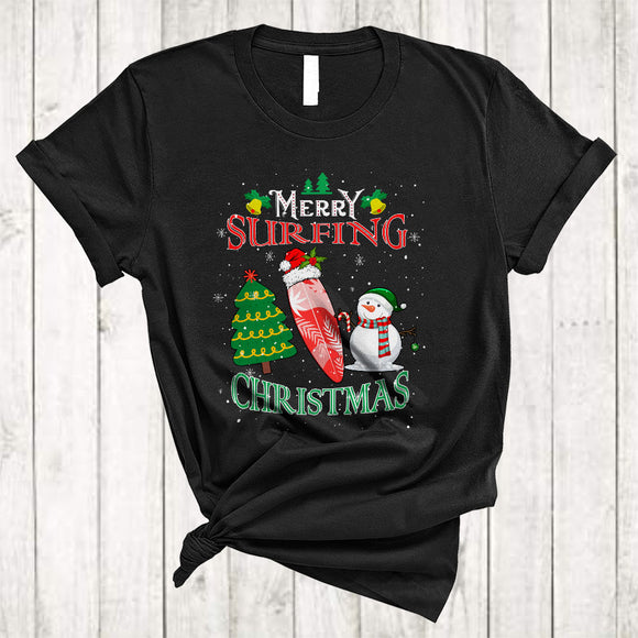 MacnyStore - Merry Surfing Christmas, Cool Happy X-mas Santa Surfing Lover, Matching X-mas Group T-Shirt
