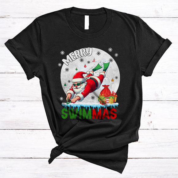 MacnyStore - Merry Swimmas, Humorous Cool Christmas Santa Swimming, Sport Workout X-mas Group T-Shirt