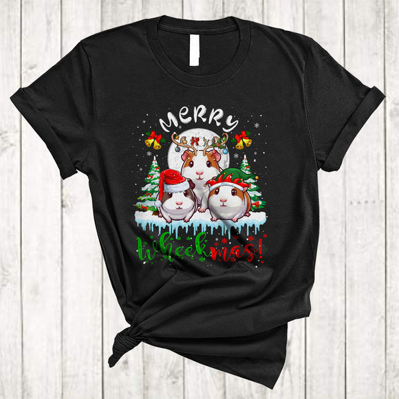 MacnyStore - Merry Wheekmas, Adorable Three Santa ELF Reindeer Guinea Pigs, Christmas Animal Lover T-Shirt