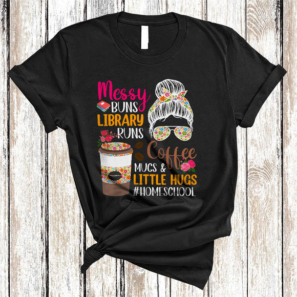 MacnyStore - Messy Buns Library Runs Coffee Mugs, Humorous Mother's Day Librarian Mom, Coffee Lover T-Shirt