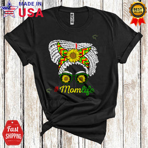 MacnyStore - Mom Life Cool Happy Mother's Day Messy Bun Africa Mom Sunflower Family Lover T-Shirt