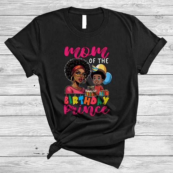 MacnyStore - Mom Of The Birthday Prince, Lovely Mother's Day Birthday Black Boy, African Afro Pride T-Shirt