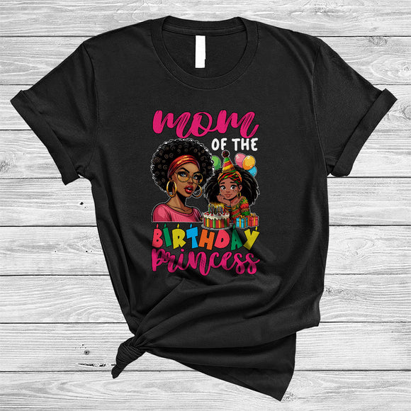 MacnyStore - Mom Of The Birthday Princess, Lovely Mother's Day Birthday Black Girl, African Afro Pride T-Shirt