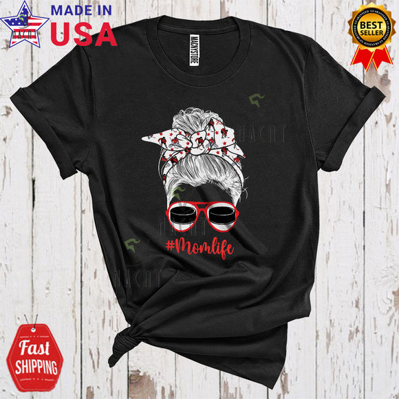 MacnyStore - Momlife Cool Happy Mother's Day Messy Hair Mom Sport Ice Hockey Playing Player Family Group T-Shirt