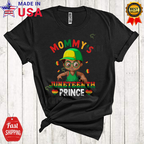 MacnyStore - Mommy's Juneteenth Prince Funny Cool Black History Month Juneteenth Baby Boys Family Lover T-Shirt