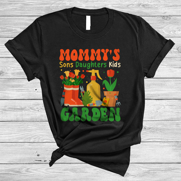 MacnyStore - Mommy's Sons Daughters Kids Garden, Lovely Mother's Day Flowers, Family Farmer T-Shirt