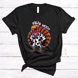 MacnyStore - Moo, Lovely Funny Thanksgiving Turkey Fake Cow Lover, Farm Farmer Matching Family Group T-Shirt