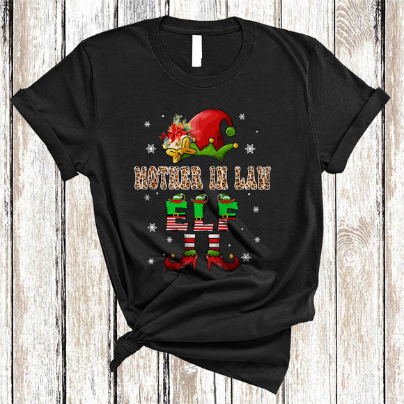 MacnyStore - Mother In Law ELF, Funny Leopard Christmas ELF Women, Matching Family Pajamas X-mas Group T-Shirt
