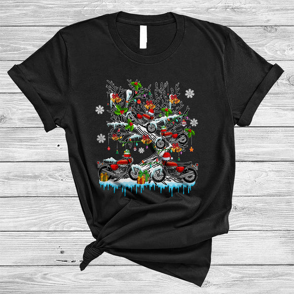 MacnyStore - Motorbike On Christmas Tree, Awesome X-mas Snow Motorbike Lover, Matching X-mas Group T-Shirt