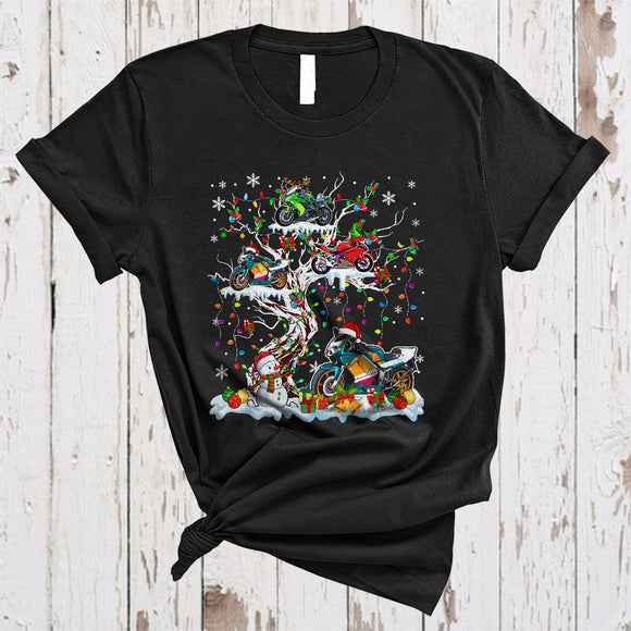 MacnyStore - Motorbike On Christmas Tree, Wonderful X-mas Snow Around, Santa Motocross X-mas T-Shirt
