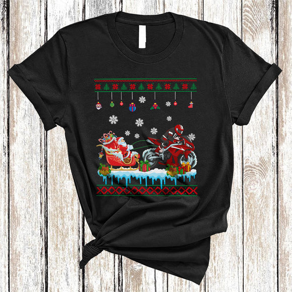 MacnyStore - Motorcycle Sledding Santa Sleigh, Awesome Christmas Sweater Santa Sleigh, Pajama Family Group T-Shirt