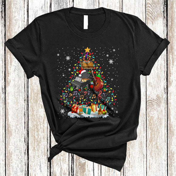 MacnyStore - Music Instrument Tools As Christmas Tree, Colorful Merry X-mas Lights Music Teacher, Snow X-mas Group T-Shirt