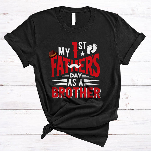 MacnyStore - My 1st Father's Day As A Brother, Awesome Pregnancy Announcement Baby Footprint, Family T-Shirt