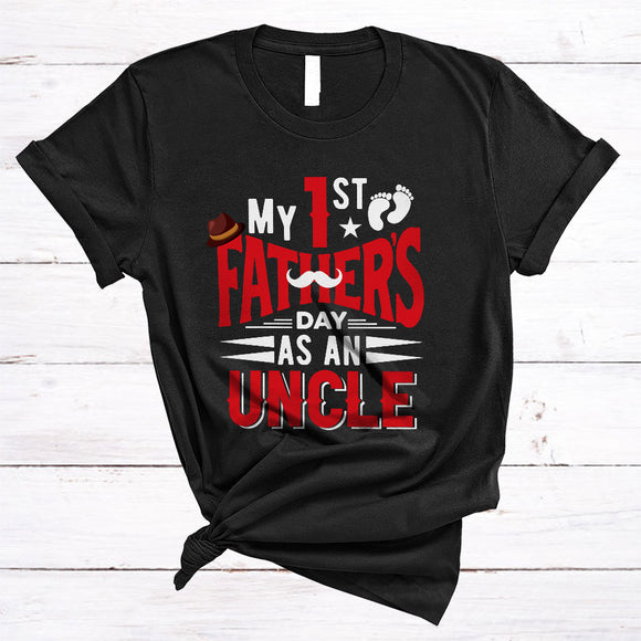 MacnyStore - My 1st Father's Day As An Uncle, Awesome Pregnancy Announcement Baby Footprint, Family T-Shirt