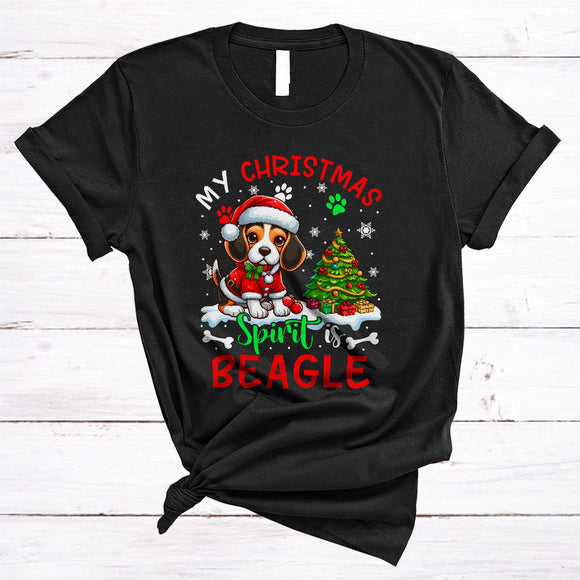 MacnyStore - My Christmas Spirit Is Beagle, Cheerful Cute Beagle Lover, X-mas Pajamas Family Group T-Shirt
