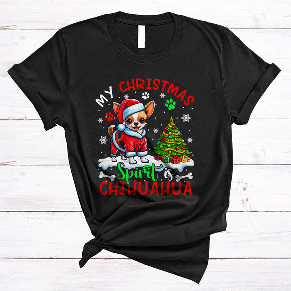 MacnyStore - My Christmas Spirit Is Chihuahua, Cheerful Cute Chihuahua Lover, X-mas Pajamas Family Group T-Shirt