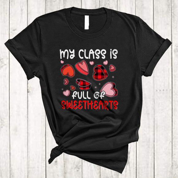 MacnyStore - My Class Is Full Of Sweethearts, Wonderful Red Plaid Valentine's Day Hearts, Assistant Teacher Group T-Shirt