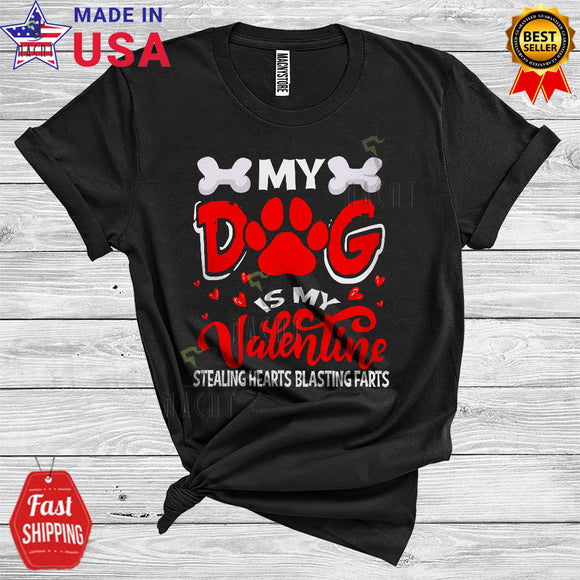 MacnyStore - My Dog Is My Valentine Stealing Hearts Blasting Farts Funny Cute Valentine's Day Dog Owner Lover T-Shirt