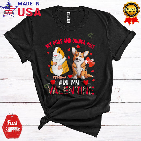 MacnyStore - My Dogs And Guinea Pigs Are My Valentine Funny Cool Valentine's Day Leopard Corgi Dog Lover T-Shirt