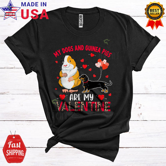 MacnyStore - My Dogs And Guinea Pigs Are My Valentine Funny Cool Valentine's Day Leopard Dachshund Dog Lover T-Shirt