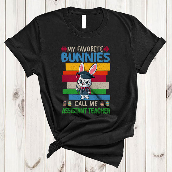 MacnyStore - My Favorite Bunnies Call Me Assistant Teacher, Funny Vintage Easter Bunny Lover, Egg Hunt Group T-Shirt