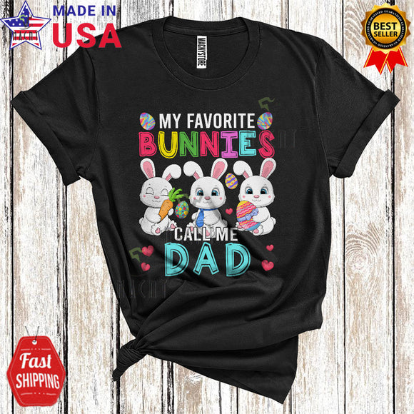 MacnyStore - My Favorite Bunnies Call Me Dad Cute Cool Easter Leopard Plaid Three Bunnies Family Group T-Shirt