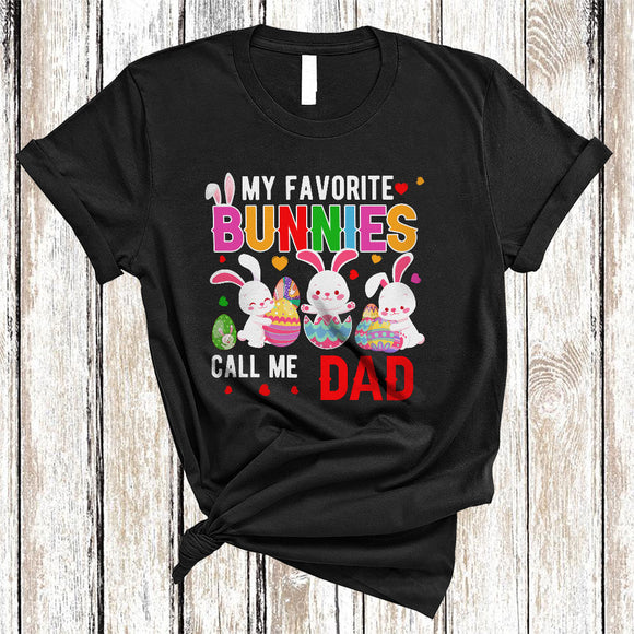 MacnyStore - My Favorite Bunnies Call Me Dad, Adorable Easter Three Bunnies In Egg, Family Group T-Shirt