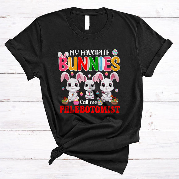 MacnyStore - My Favorite Bunnies Call Me Phlebotomist, Wonderful Easter Three Bunnies, Eggs Hunting Group T-Shirt