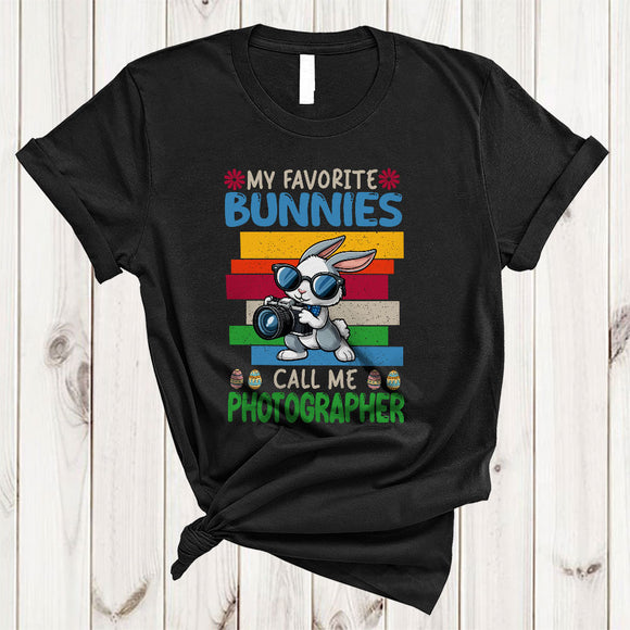 MacnyStore - My Favorite Bunnies Call Me Photographer, Funny Vintage Easter Bunny Lover, Egg Hunt Group T-Shirt