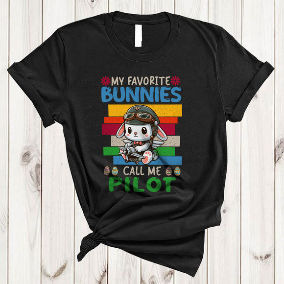 MacnyStore - My Favorite Bunnies Call Me Pilot, Funny Vintage Easter Bunny Lover, Egg Hunt Group T-Shirt