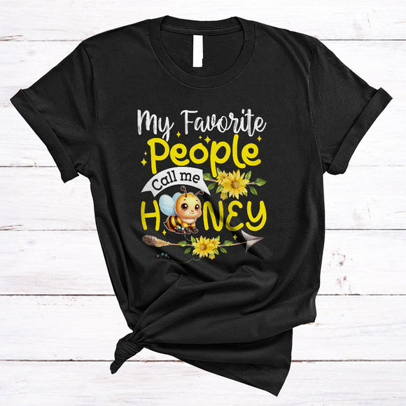 MacnyStore - My Favorite People Call Me Honey, Lovely Bee Sunflowers, Couple Family Group T-Shirt