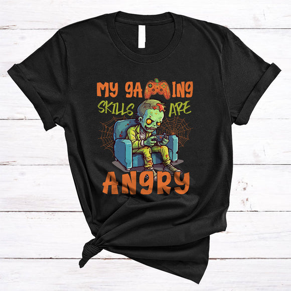 MacnyStore - My Gaming Skills Are Angry Scary Halloween Zombie Gaming Gamer Game Controller T-Shirt