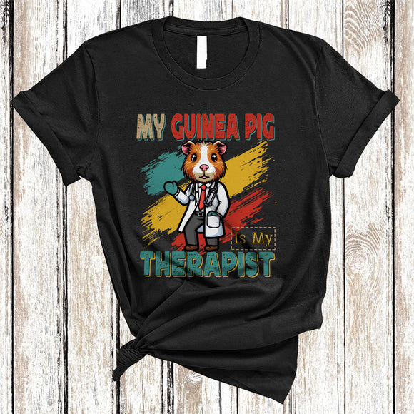 MacnyStore - My Guinea Pig Is My Therapist, Humorous Vintage Nursing Guinea Pig, School Nurse Group T-Shirt