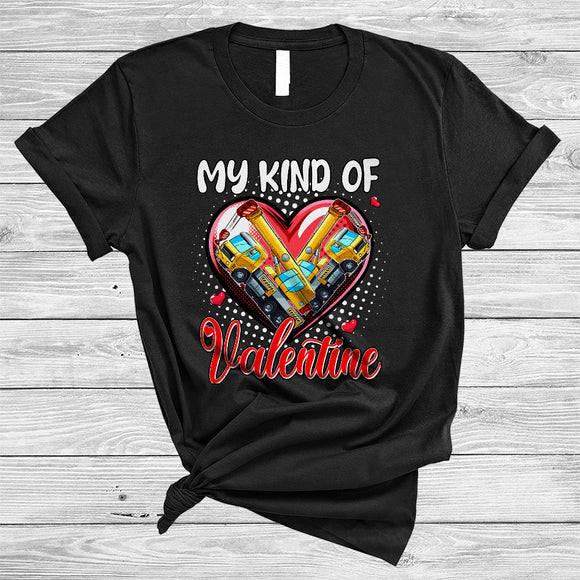 MacnyStore - My Kind Of Valentine, Amazing Valentine's Day Crane Truck Driver, Heart Shape Family Group T-Shirt